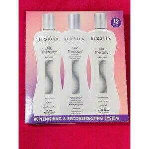 NIB Biosilk Silk Therapy Original Replenishing & Reconstructing System 3 Pc Set